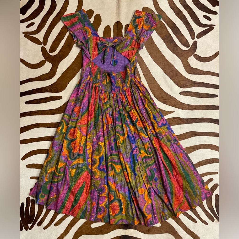House of Harlow 1960 Multicolor Floral Midi Dress - Purple, Green, Orange, Pink - Picture 3 of 10